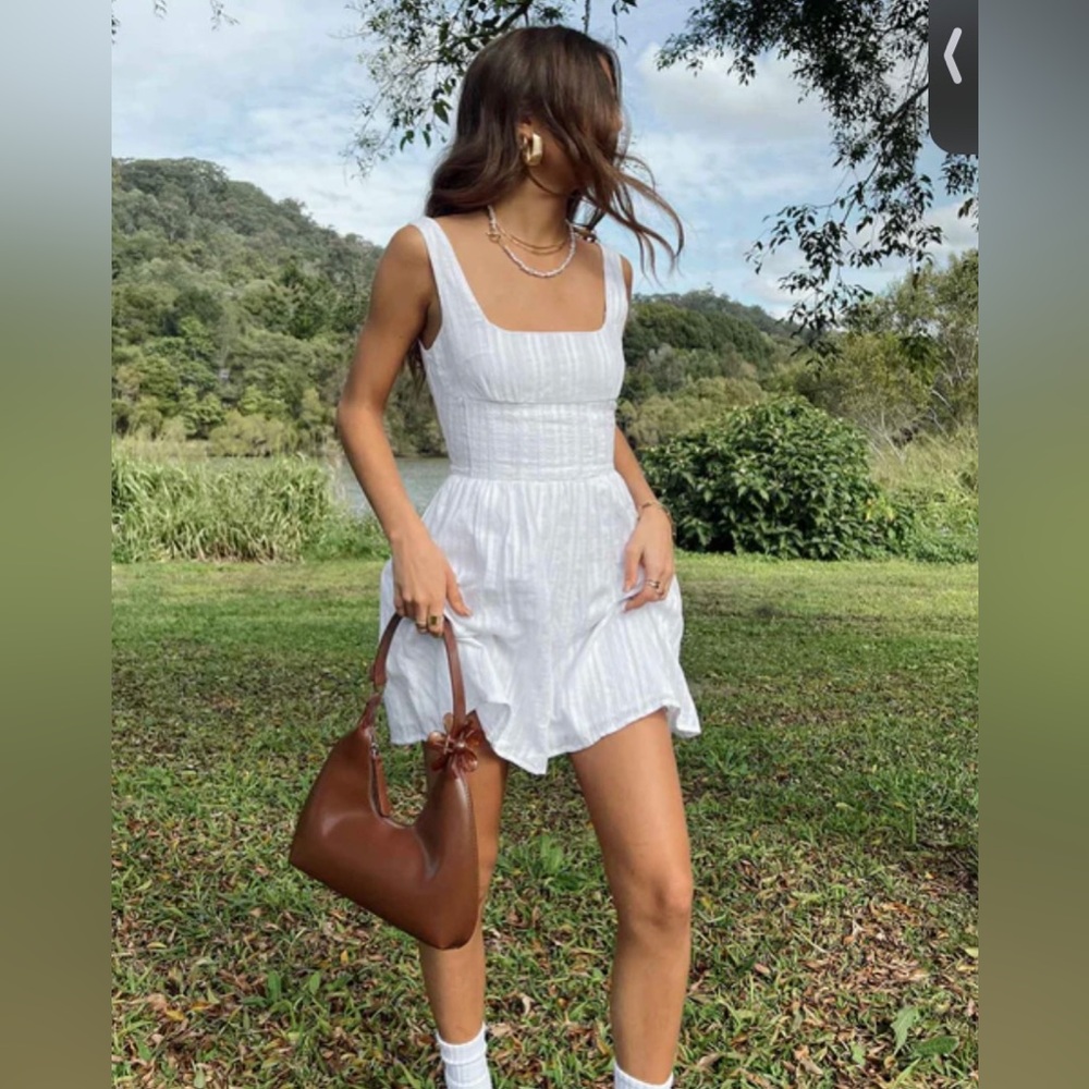 Princess Polly White Square Neck Mini Dress